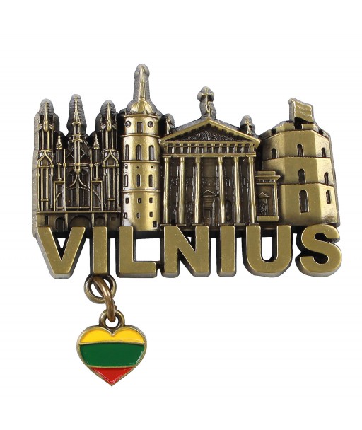 Metalinis magnetas Vilnius su trispalve širdute